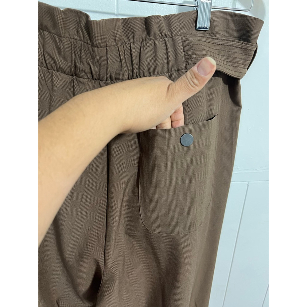 Women's Athleta Skyline Plaid Ankle Cropped Pants Size 12 Brown - Picture 6 of 12